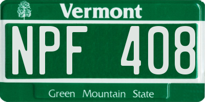 VT license plate NPF408