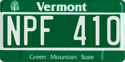 VT license plate NPF410