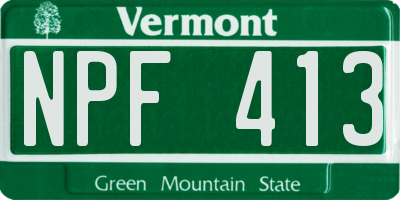 VT license plate NPF413