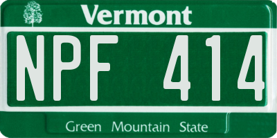 VT license plate NPF414
