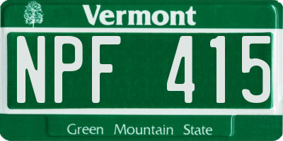 VT license plate NPF415