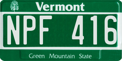 VT license plate NPF416