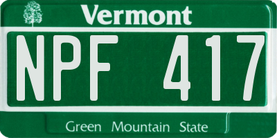 VT license plate NPF417