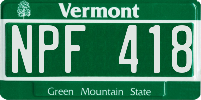 VT license plate NPF418