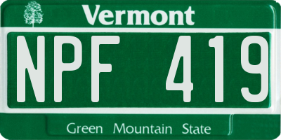 VT license plate NPF419