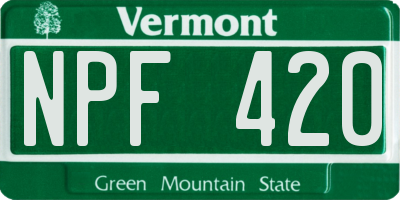VT license plate NPF420