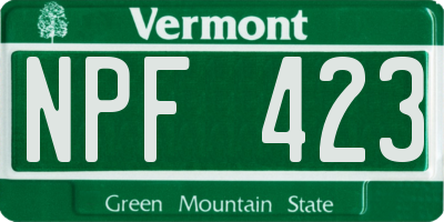 VT license plate NPF423