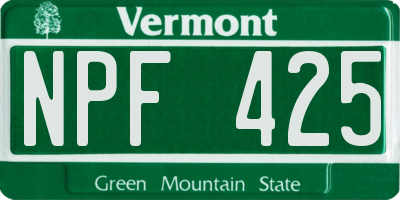 VT license plate NPF425