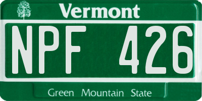 VT license plate NPF426