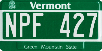 VT license plate NPF427