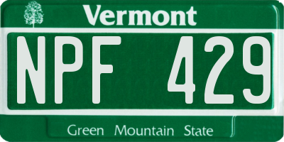 VT license plate NPF429
