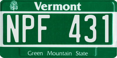 VT license plate NPF431
