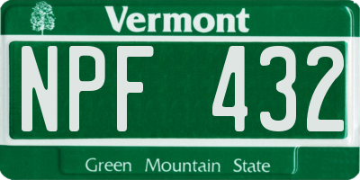 VT license plate NPF432