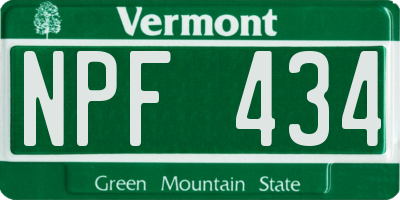 VT license plate NPF434