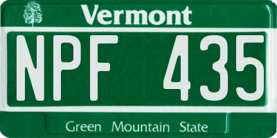 VT license plate NPF435