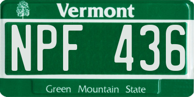 VT license plate NPF436