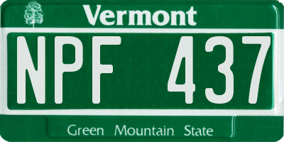 VT license plate NPF437
