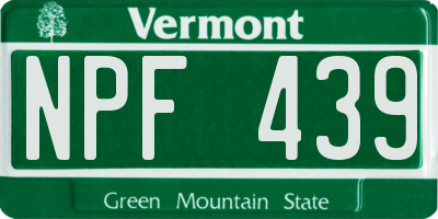 VT license plate NPF439