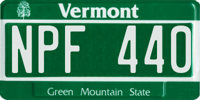 VT license plate NPF440