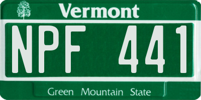 VT license plate NPF441