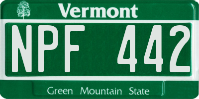 VT license plate NPF442