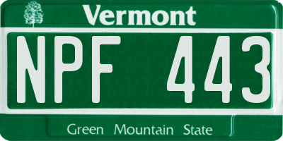 VT license plate NPF443