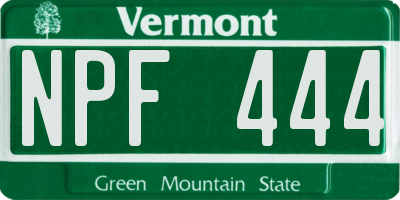 VT license plate NPF444