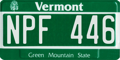 VT license plate NPF446