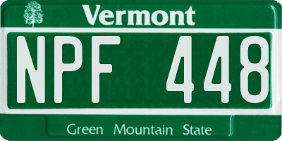 VT license plate NPF448