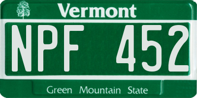 VT license plate NPF452