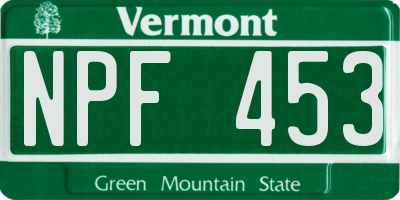 VT license plate NPF453