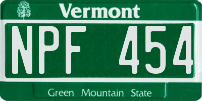 VT license plate NPF454