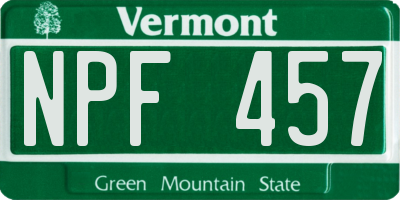 VT license plate NPF457