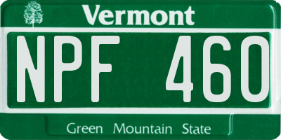 VT license plate NPF460
