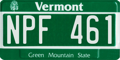 VT license plate NPF461