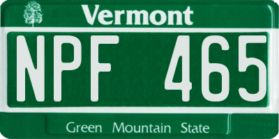 VT license plate NPF465