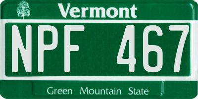 VT license plate NPF467