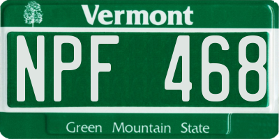 VT license plate NPF468