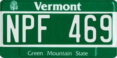 VT license plate NPF469