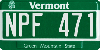 VT license plate NPF471