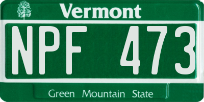 VT license plate NPF473