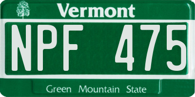 VT license plate NPF475
