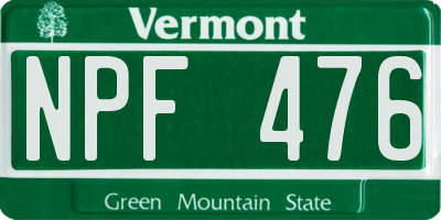 VT license plate NPF476