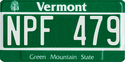 VT license plate NPF479