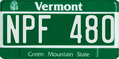 VT license plate NPF480