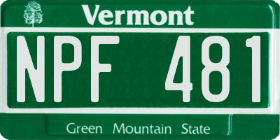 VT license plate NPF481
