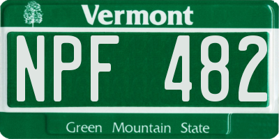 VT license plate NPF482