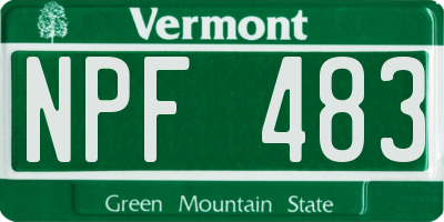 VT license plate NPF483