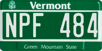 VT license plate NPF484