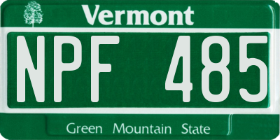 VT license plate NPF485